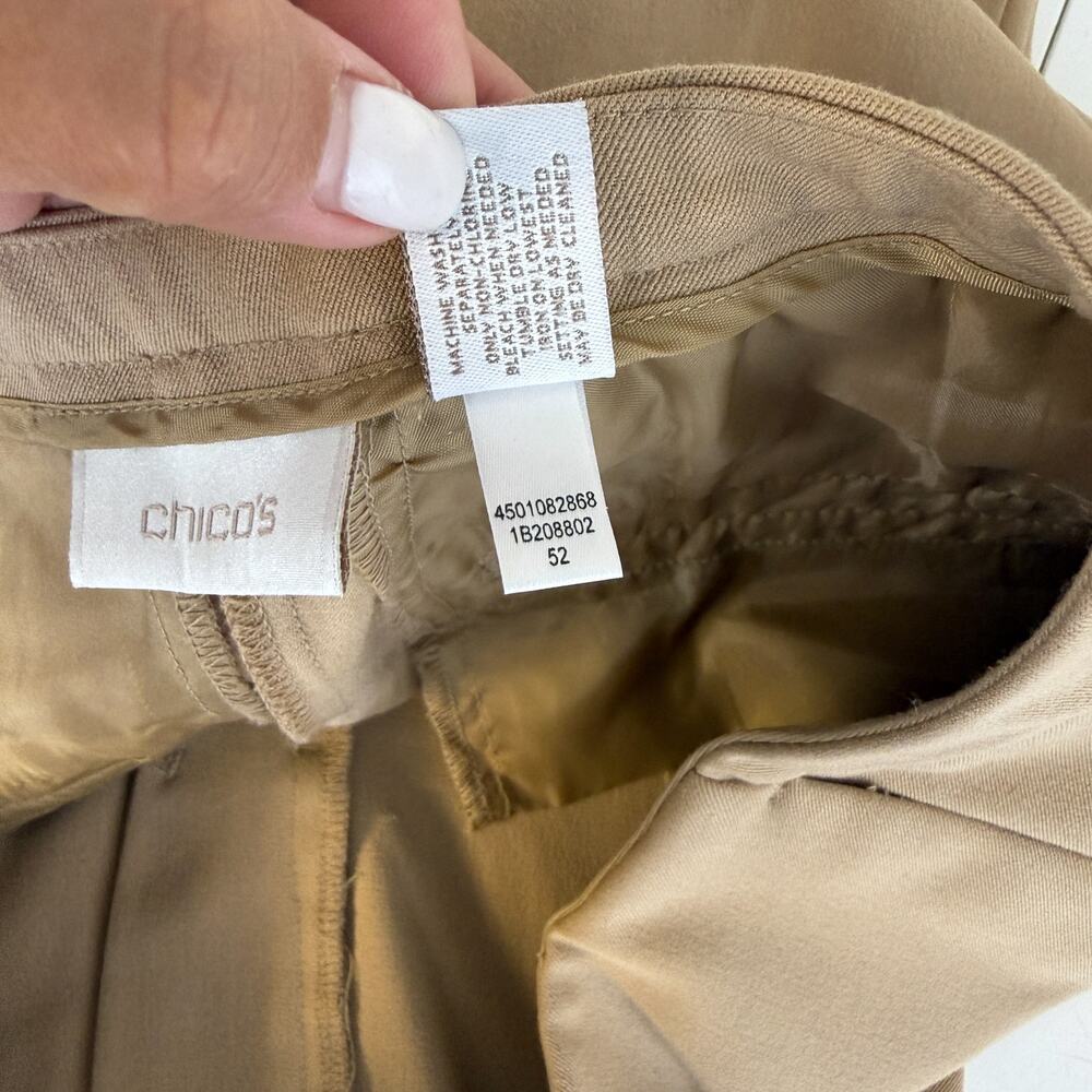 Chico’s Wide Leg Mid-Rise Trouser Pants Beige - 0.5 Short Small 6 - Picture 7 of 9